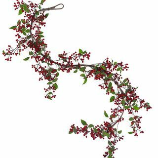 150 cm Luksuzni božićni vijenac od crvenog bobica prirodnog izgleda