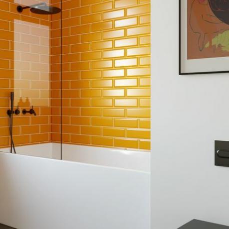proračun male kupaonske ideje, pločice planinski metro narančaste zidne pločice