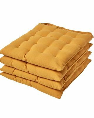 Senf žuti jednobojni jastuk za sjedenje s naramenicama za gumbe 100% pamuk