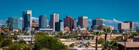 Phoenix Arizona, panoramski pogled na panoramu centra grada Phoenixa