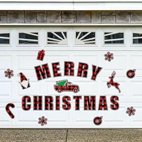 Karirani božićni ukrasi za garažu 
