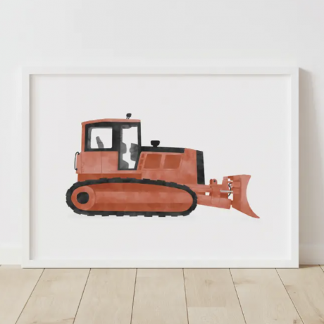 Red Bulldozer Wall Art 