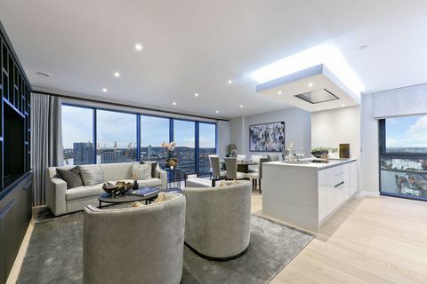 Ulica Yabsley - penthouse Canary Wharf - dnevni boravak s otvorenim planom - Humberts