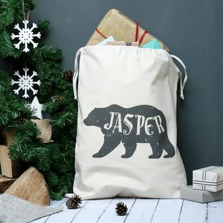 Božićna vreća s personaliziranim imenom bijelog medvjeda