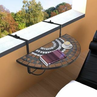 Viseći balkonski stol terakota i bijeli mozaik