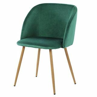 H.J WeDoo Velvet blagovaonske stolice Tapacirana fotelja Srednje stoljeće Moderne stolice Stolica za dnevni boravak Bočne stolice za šminkanje sa naglaskom na šminkanju, sa metalnim nogama sa drvenim izgledom, tamnozelene, 18,5 " D x 19,9" Š x 32,9 " H