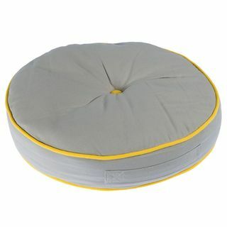 Sivi i žuti okrugli podni jastuk