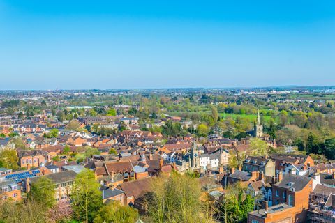 Pogled iz zraka na Warwick, Engleska