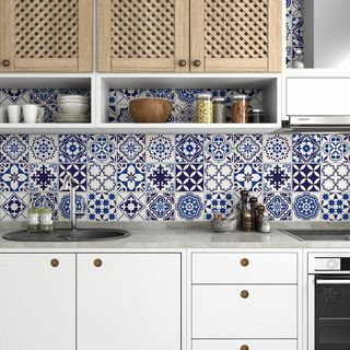 Plave cvjetne mozaik pločice za ljuštenje i lijepljenje 