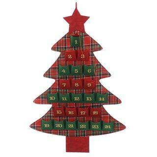 Adventski kalendar Tartan Tree - crveni