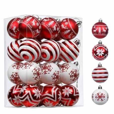 16ct crvene i bijele nelomljive ukrasne kuglice za božićno drvce