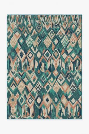 Iris Apfel Lido Ikat Teal plava prostirka