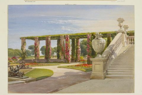 Osborne donja terasa i pergola. 14. srpnja 1860., Royal Collection Trust © Njezino Veličanstvo Kraljica Elizabeta II. 2017