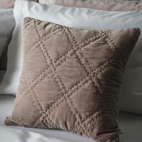 Iggy Quilted Cotton Velvet Cushion in Blush