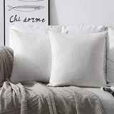 Fantoskopski set od 2 mekane teksturirane platnene platnene prekrivače jastuk za jastuk iz bijele boje 18 x 18 inča 45 x 45 cm
